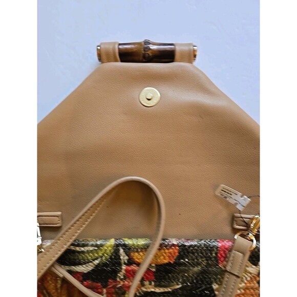 Sondra Roberts Squared Raffia Purse NEW Multicolor Floral Bamboo Clasp -oc- - Picture 13 of 16